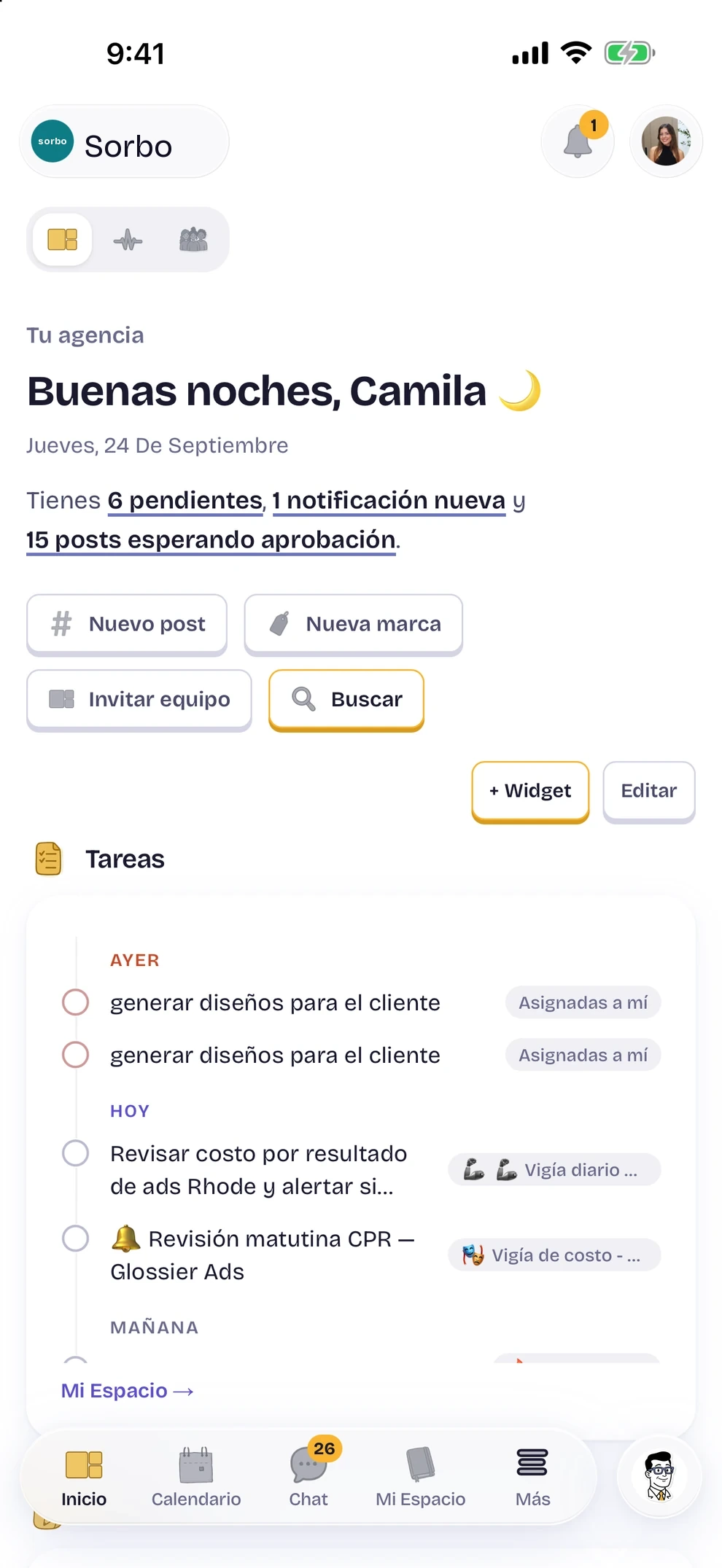 El inicio de la agencia en la app de Henry para iPhone